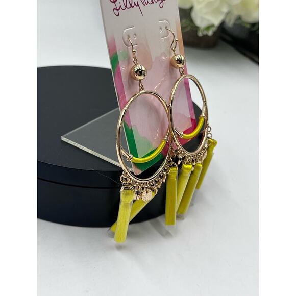 Lilly Pulitzer NWT YELLOW Tassel LILLYS LEMON STATEMENT EARRINGS~ SURF GYPSEA - Picture 7 of 12